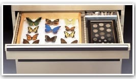 Display collections and artifacts in these convenient storage drawers